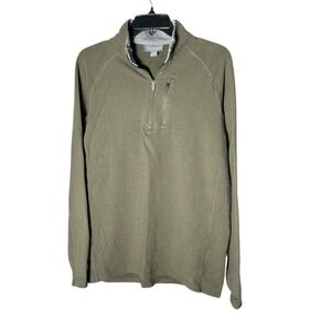 Free Fly Apparel 1/4 Zip Midweight Pullover Men's Medium Olive Green Pocket B4-2
